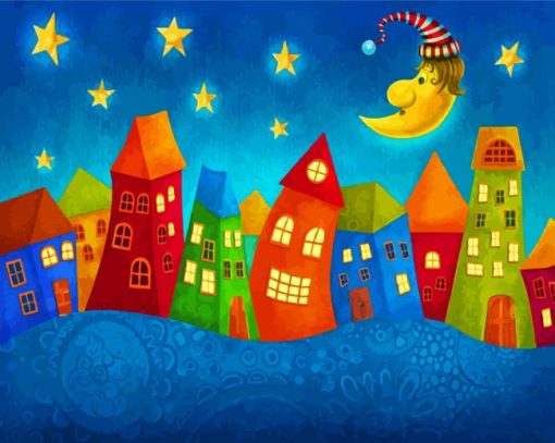 Aesthetic-Night-Buildings-paint-by-number