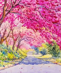 Aesthetic Pink Spring Forest Paint By Numbers