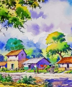 Aesthetic Village Scenery Paint By Numbers