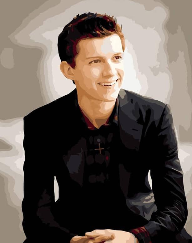 Completing Tom Holland Paint By Numbers Artwork