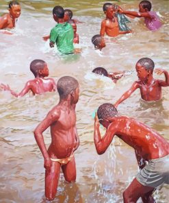 African Children Bathing Paint By Numbers