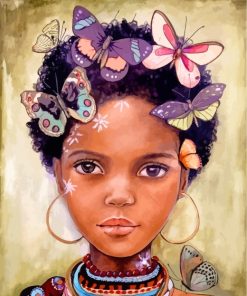 African Beauty with Butterflies Paint By Numbers