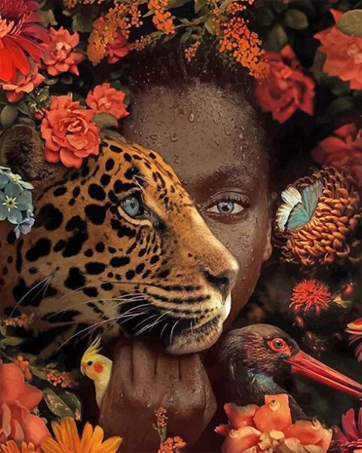 African-woman-tiger-adult-paint-by-numbers