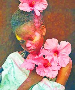 Afro Girl Floral Beauty Paint By Numbers