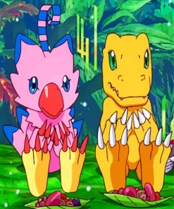 Agumon and Biyomon Digimon Adventure Paint By Numbers