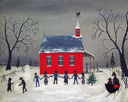 Amish-children-in-snow-paint-by-numbers
