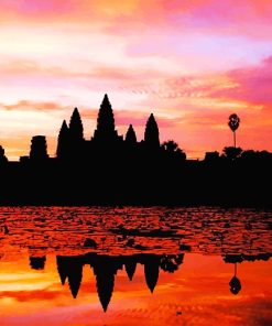 Angkor Wat Silhouette Sunset Paint By Numbers