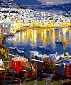 Sunset Mykonos Cityscape Paint By Numbers