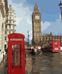 London Red Phone Booth Paint By Numbers