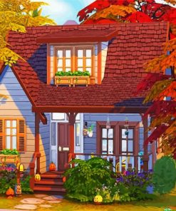 Cozy Autumn House Paint By Numbers