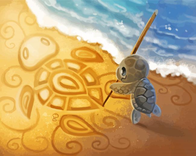 Finalizing Baby Turtle Painting Artwork