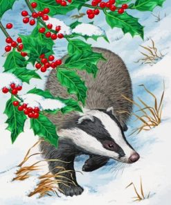 Snowy Badger Painting Guide Paint By Numbers