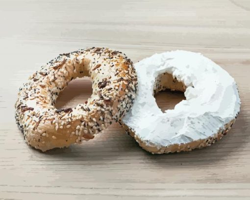Bagel-bread-with-cream-cheese-paint-by-numbers