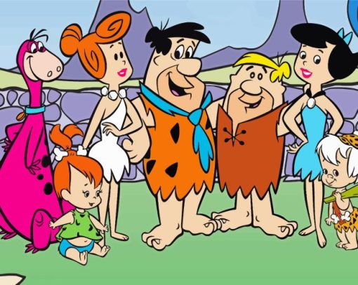 Barney-rubble-with-flintstones-characters-paint-by-numbers