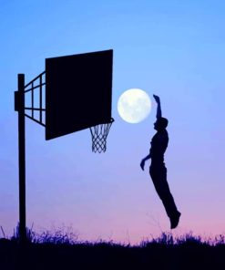 Basketball Silhouette Moon Paint By Numbers