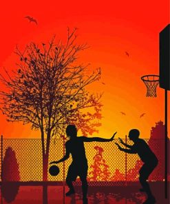 Sunset Basketball Silhouette Paint By Numbers