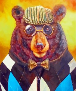Bear With Glasses Animal Paint By Numbers