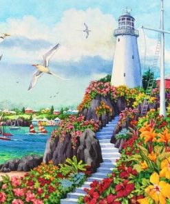 Coastal Paradise Scene Paint By Numbers