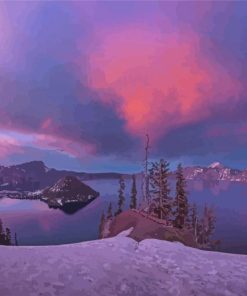 Crater Lake Snowy Landscape Paint By Numbers