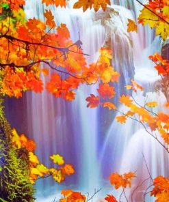 Autumn Waterfall Scenic Paint By Numbers