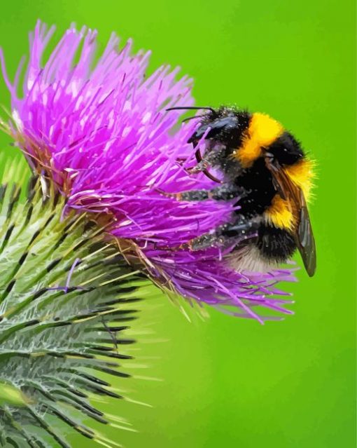 Bee-thistle-paint-by-numbers