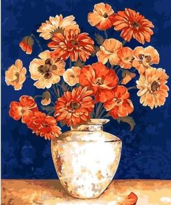Orange Rose Flowers Vase Paint By Numbers