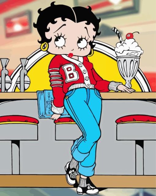 Betty-Boop-eating-ice-cream-paint-by-numbers