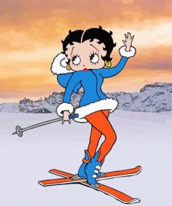 Betty Boop Cartoon Skiing Paint By Numbers
