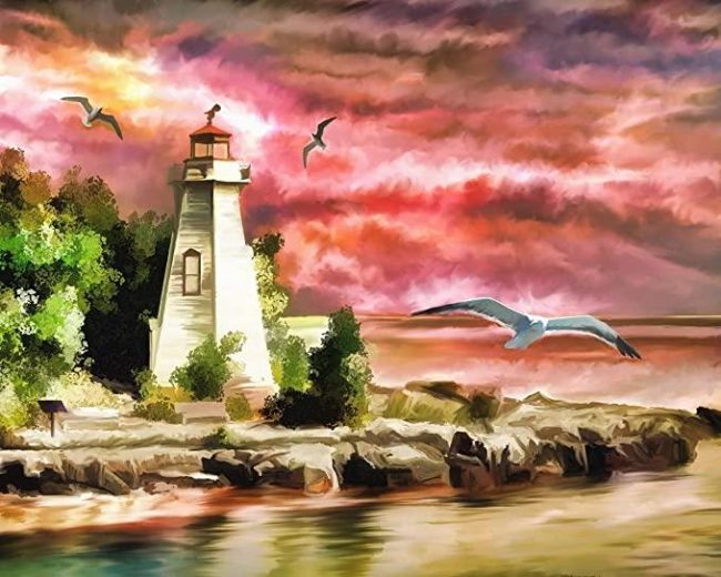 Big Lighthouse Sunset Paint By Numbers