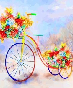 Colorful Bike with Flowers Paint By Numbers