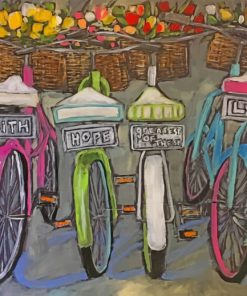 Bikes with Tulip Baskets Paint By Numbers