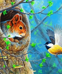 Woodland Birds and Squirrels Paint By Numbers