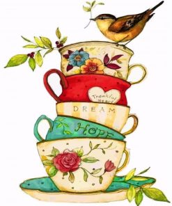 Birds on Teacups Paint By Numbers