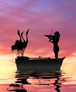 Violinist Bird Silhouette Paint By Numbers
