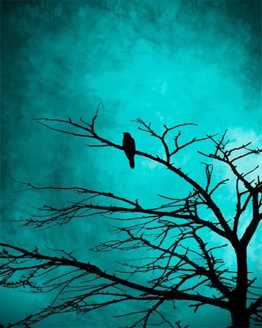 Bird-fall-autumn-lonely-bird-silhouette-paint-by-numbers