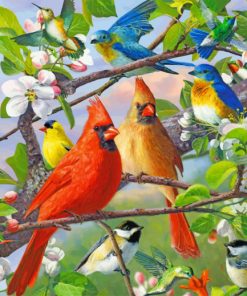 Bluebirds and Cardinals Paint By Numbers