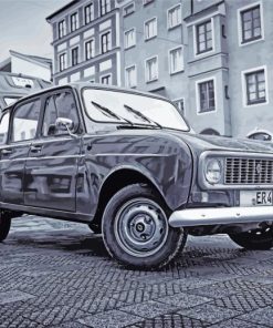 Renault Car in Black and White Paint By Numbers