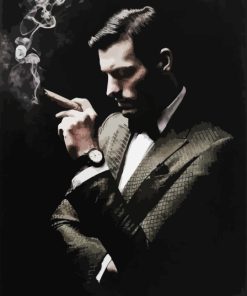 Man with Cigar in Black and White Paint By Numbers