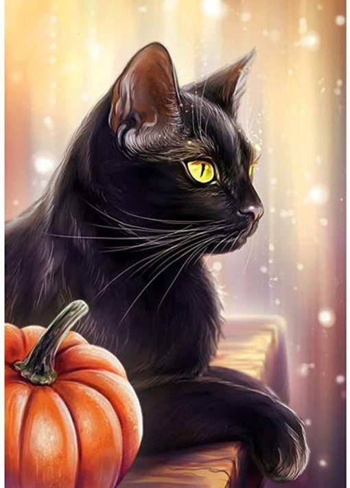 Black-Cat-DIY-Animals-Paint-By-Numbers-PBN-12050