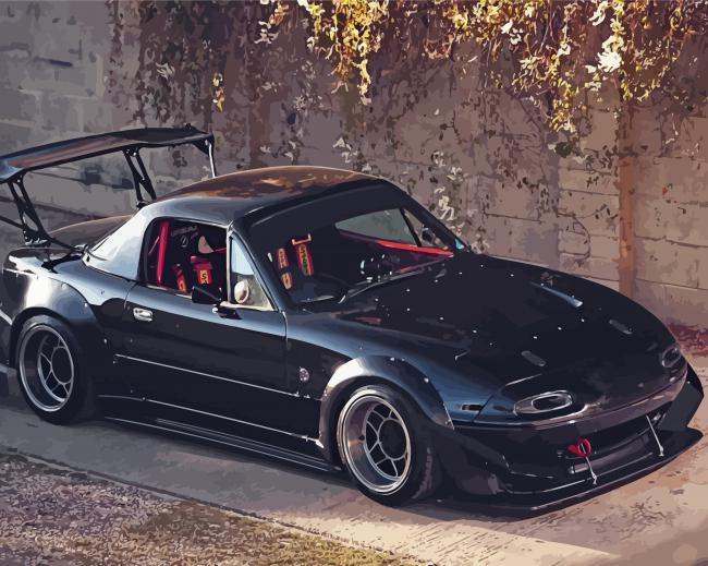 Finalizing Black Mazda Miata Cars artwork