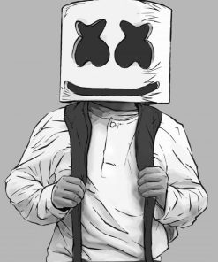Black And White Marshmello Paint By Numbers