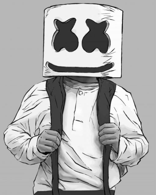 Black-and-white-Marshmello-paint-by-numbers
