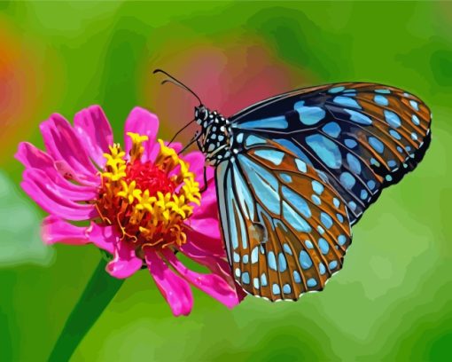 Blue-Butterfly-On-Flower-paint-by-numbers