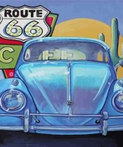 Route 66 Blue Car Paint By Numbers