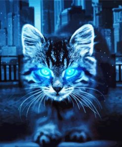 Blue Cat Abstract Painting Paint By Numbers