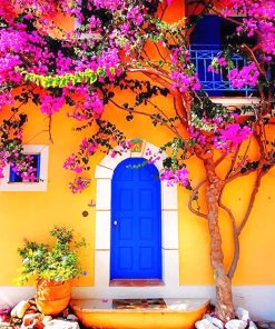 Greek Blue Door Scene Paint By Numbers