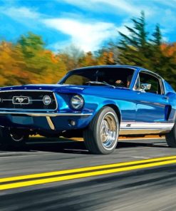 Blue Mustang Classic Cars Paint By Numbers