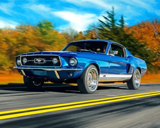 Blue-Ford-Mustang-classic-car-paint-by-number