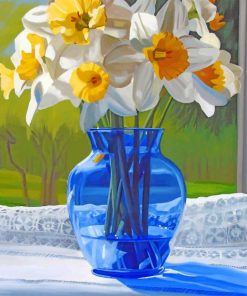 Blue Vase Floral Aesthetics Paint By Numbers