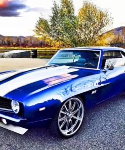 Blue Camaro Muscle Car Paint By Numbers